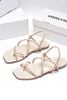Giày Sandal Nữ Dây Mảnh Nude Phối Kem Nữ Xỏ Ngón Đế Bệt 1cm Merly 1517