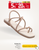 Giày Sandals Dây Mảnh Nude Phối Kem Nữ Đế Bệt 1cm Merly 1517