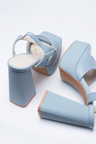 Sandals Cao Gót Đế Đúp 12cm Merly 1518, Giày Cao Gót Big Size, Giày Cao Gót Đế Đúp 12cm, Màu Xanh Pastel (xanh dương nhạt), Giày Platform, Giày Đi Tiệc, Giày Đế Vuông, Giày Nữ Thương Hiệu Merly