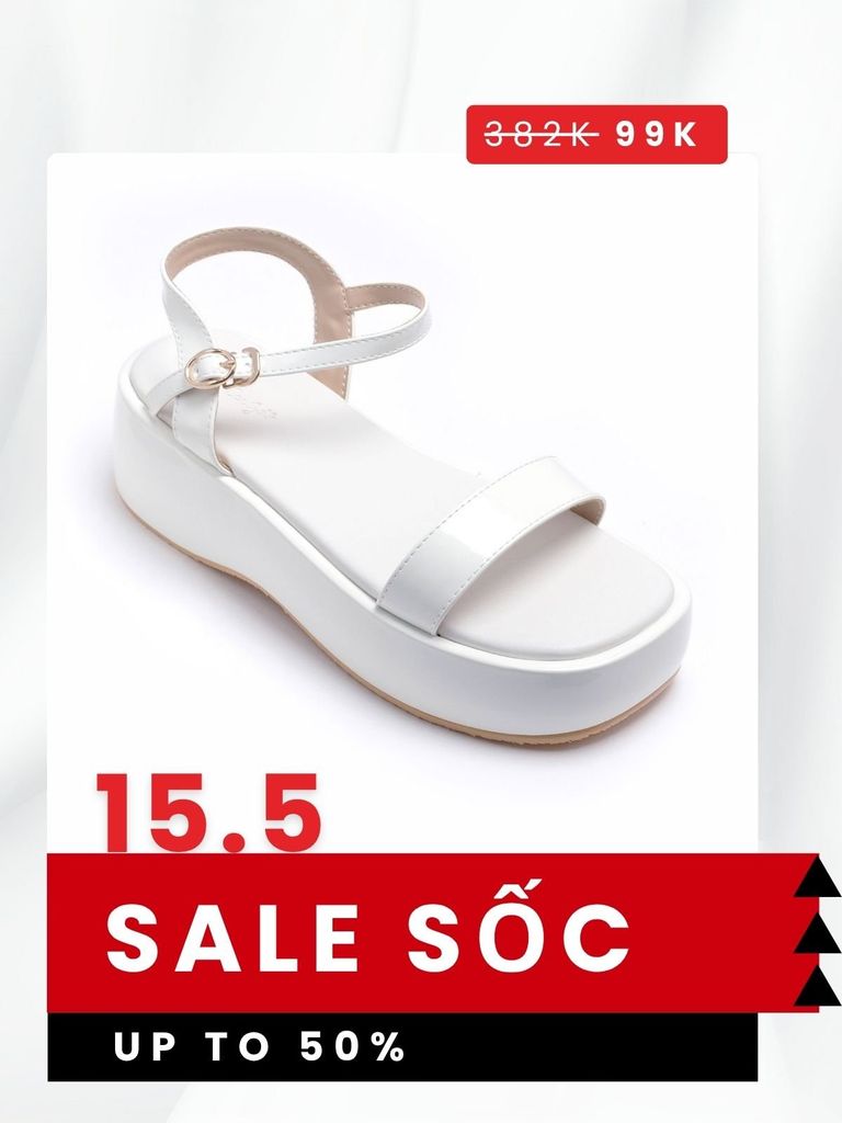 Sandal Nữ Quai Ngang, Giày Dép Bánh Mì,  5cm Merly 1525 Trắng, Xăng Đan Đế Xuồng, Sandals Nữ, Dép Bánh Mì Nữ Chính Hãng, Giày Platform, Dép Xăng Đan Nữ Cao Cấp, Giày Nữ Big Size
