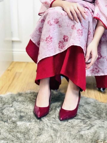 Giày Cao Gót Mũi Nhọn 5cm Merly 1526 Đỏ Rượu, Giày Cao Gót Đỏ, Giày Đi Tiệc, Giày Cao Gót 5cm, Giày Cao Gót Big Size, Giày Cao Gót Mặc Áo Dài, Giày Nữ Tết 2025