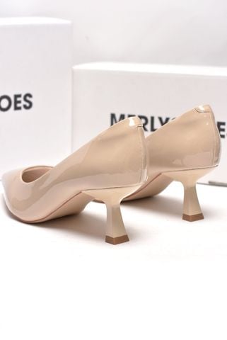 Giày Cao Gót Nude Mũi Nhọn Thấp 5cm Merly 1526 Kem Nâu Bóng, Giày Cao Gót Đế Nhọn, Giày Công Sở Nữ Êm Chân, Giày Cao Gót Big Size 35-43