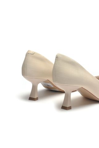 Giày Cao Gót Mũi Nhọn 5cm Merly 1526 Kem Vân Xước [ Nude ] Giày Cao Gót Big Size Cao Cấp