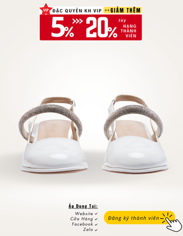 Giày Búp Bê Cao Gót Mary Jane Trắng Đế Vuông 5cm Bigsize 35-43 Merly 1527, Giày Cao Gót Big Size Thích Hợp Làm Giày Đi Tiệc, Giày Cưới Cô Dâu, Giày Đính Đá, Quai Ngang, Hở Gót, Slingback, Giày Mũi Vuông