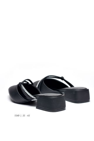 Giày Sục Cao Gót Big Size Mũi Nhọn Đen Mờ Da Cao Cấp [35 - 43] Merly 1549, Giày Dép Big Size Nữ, Cao Gót Đế Vuông 3cm, Giày Công Sở Nữ, Dép Sục Nữ