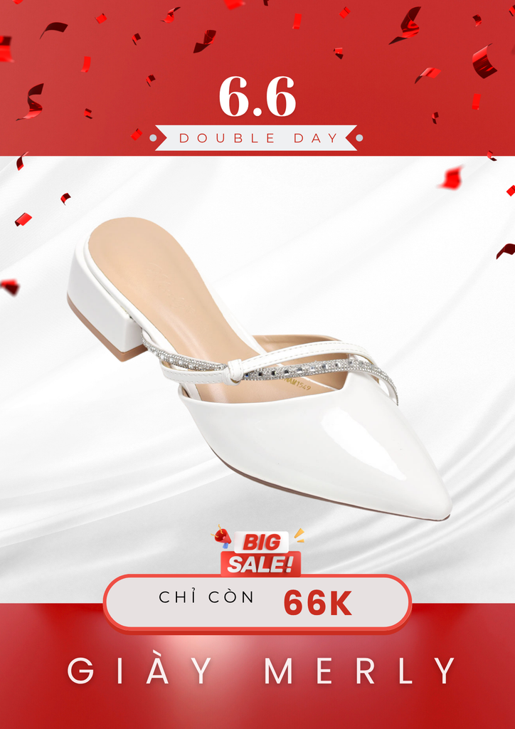 Dép Sục Mũi Nhọn Trắng Đế Vuông 3cm Big Size [35 - 43] Merly 1549 Trắng, Giày Dép Big Size, Giày Đi Tiệc, Giày Cưới Cô Dâu, Giày Dép Big Size Nữ, Cao Gót Đế Vuông 3cm