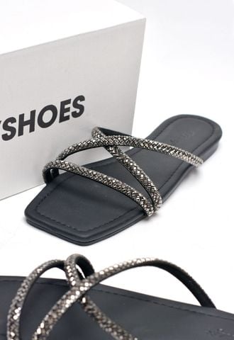Dép Lê Nữ Đính Đá Dây Mảnh Big Size Nữ 35-43 Merly 1550 Đen, Dép Da Cao Cấp, Dép Nữ Màu Đen, Dép Đi Biển, Thương Hiệu Merly