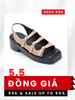 Giày Sandal Nữ Đế Cao 5cm Merly 1552 Kem x Đen, Giày Big Size 35 - 43, Xăng Đan 3 Quai Ngang, Dép Xăng Đan Dây Che Khuyết Điểm Chân Chống Nắng, Giày Bánh Mì Nữ, Hậu Thun Tiện Dụng Thích Hợp Đi Du Lịch