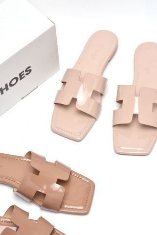 Dép chữ H Nữ, Dép Nữ Quai Ngang, Dép Da Cao Cấp Mềm Mại Thương Hiệu Merly 1558 Màu Nude Kem, Dép Nữ Big Size 35-43 Đế Bám Nền Chống Trơn