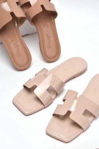 Dép chữ H Nữ, Dép Nữ Quai Ngang, Dép Da Cao Cấp Mềm Mại Thương Hiệu Merly 1558 Màu Nude Kem, Dép Nữ Big Size 35-43 Đế Bám Nền Chống Trơn