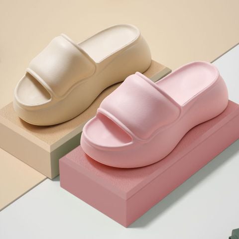 Dép Bánh Mì Nữ 1559N Big Size 36 - 41, Dép Nhựa Quảng Châu Đế Cao 5cm Màu Hồng/Nude/Đen, Dép Nữ Quai Ngang