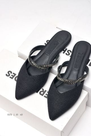 [Form nhỏ tăng lên 1 size] Dép Sục Nữ Mũi Nhọn Quai Ngang Đính Đá 35-43 Thương Hiệu Merly 1573 Đen Đá, Giày Bệt Nữ, Giày Sục Bệt, Dép Sục Nữ Màu Đen, Dép Bít Mũi Hở Gót, Dép Mũi Nhọn, Giày Búp Bê, Giày Singback Bệt