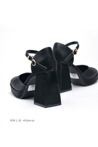 Giày Cao Gót Đế Vuông Đúp Mũi 10cm 1576 , Giày Mary Jane Đế Cao Merly 1576 Đen [ Big Size 35-43 ] Giày Cao Gót Đi Tiệc, Giày Cao Gót Big Size, Sandal Bít Mũi Hở Gót, Giày Đế Đúp, Giày Mũi Vuông