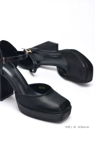 Giày Cao Gót Đế Vuông Đúp Mũi 10cm 1576 , Giày Mary Jane Đế Cao Merly 1576 Đen [ Big Size 35-43 ] Giày Cao Gót Đi Tiệc, Giày Cao Gót Big Size, Sandal Bít Mũi Hở Gót, Giày Đế Đúp, Giày Mũi Vuông