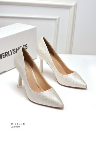 Giày Cao Gót Đế Nhọn 9cm Big Size 35-43 Merly 1578 Màu Vàng Đồng Ánh Nhũ Thích Hợp Đi Tiệc Hoặc Làm Giày Cô Dâu