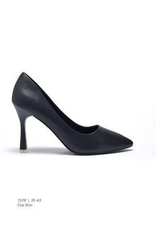 Giày Công Sở Nữ Lót Mút Êm Chân, Giày Big Size 35-43, Giày Cao Gót Mũi Nhọn, Giày Bít Mũi Nữ Thương Hiệu Merly 1578 Đen Mờ