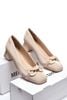 Giày Cao Gót Mũi Vuông Đế Thấp 3cm Khóa Gucci Sang Trọng Merly 1581-3P Màu Kem Nâu (Nude), Giày Cao Gót Bigsize Cao Cấp Merly