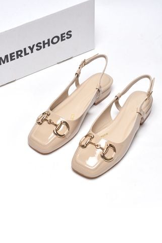 iày Búp Bê Nude Merly 1585 Đế Thấp 2cm Hở Gót Êm Chân