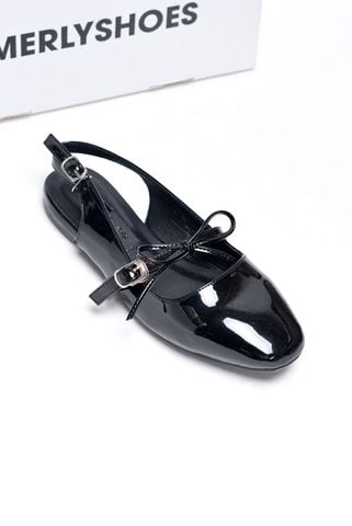Giày Búp Bê Tiểu Thư Buộc Nơ Merly 1586 Đen, Giày Nữ Big Size 35-43, Giày Búp Bê Quai Ngang, Giày Bệt Nữ, Giày Búp Bê Đen