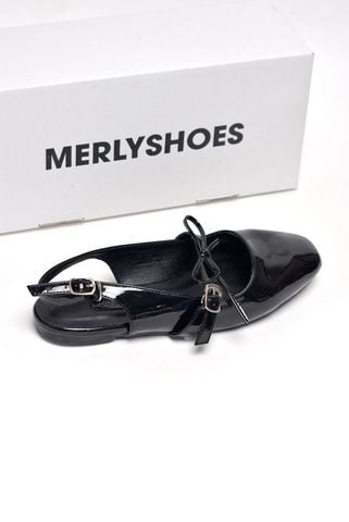 Giày Búp Bê Tiểu Thư Buộc Nơ Merly 1586 Đen, Giày Nữ Big Size 35-43, Giày Búp Bê Quai Ngang, Giày Bệt Nữ, Giày Búp Bê Đen