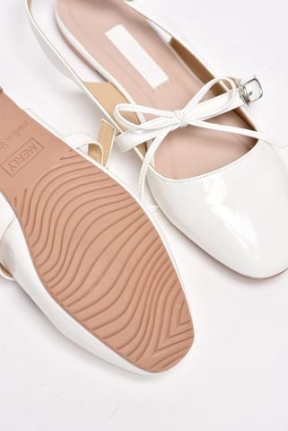 Giày Búp Bê Tiểu Thư Buộc Nơ, Giày Cưới Bệt, Giày Nữ Merly 1586 Trắng, Giày Nữ Big Size 35-43, Giày Búp Bê Quai Ngang, Giày Bệt Nữ, Giày Búp Bê Trắng