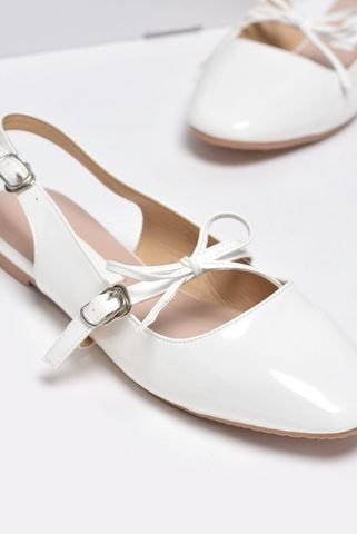 Giày Búp Bê Tiểu Thư Buộc Nơ, Giày Cưới Bệt, Giày Nữ Merly 1586 Trắng, Giày Nữ Big Size 35-43, Giày Búp Bê Quai Ngang, Giày Bệt Nữ, Giày Búp Bê Trắng