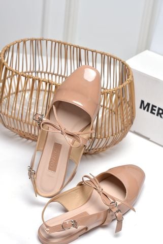 Giày Búp Bê Tiểu Thư Buộc Nơ, Giày Nữ Merly 1586 Nâu Kem, Giày Nữ Big Size 35-43, Giày Búp Bê Quai Ngang, Giày Bệt Nữ, Giày Búp Bê Màu Nude