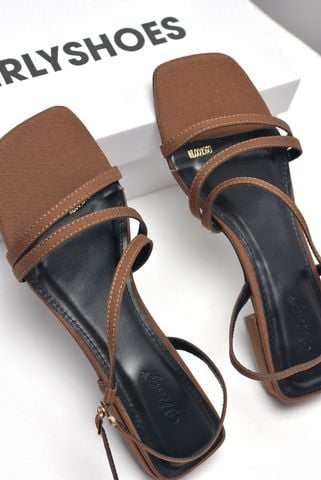Giày Sandal Nữ Dây Mảnh Đế Vuông 2cm Merly 1590 Nude, Xăng Đan Nữ Big Size 35-43, Dép Sandal Nữ Màu Nâu