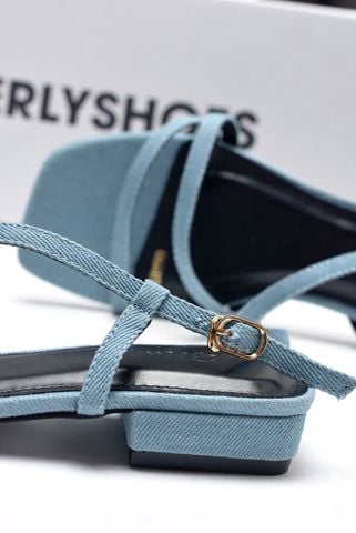 Giày Sandal Nữ Dây Mảnh Đế Vuông 2cm Merly 1590 Xanh, Xăng Đan Nữ Big Size 35-43, Dép Sandal Nữ Màu Xanh Jean