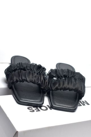 Dép Nữ Quai Ngang Voan Bèo Phồng Đế Chống Trượt, Dép Nữ Big Size, Dép Lê Nữ Thương Hiệu Merly 1592 Đen Voan