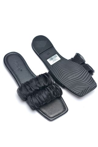 Dép Nữ Quai Ngang Voan Bèo Phồng Đế Chống Trượt, Dép Nữ Big Size, Dép Lê Nữ Thương Hiệu Merly 1592 Đen Voan