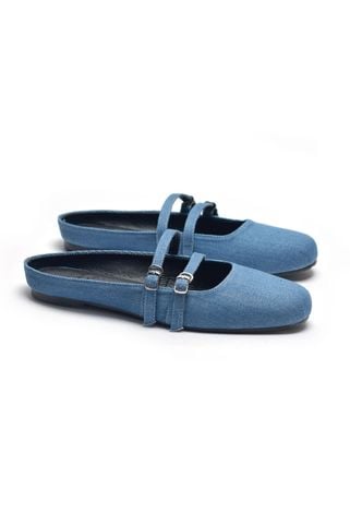 Giày Búp Bê Nữ Vải Jean Xanh Vintage, Giày Sục Nữ Bệt Mũi Vuông Quai Ngang Merly 1593 Jean, Giày Đi Chơi, Dép Sục Nữ, Dép Nữ Bệt, Giày Tiểu Thư Lolita, Giày Bệt Nữ Big Size