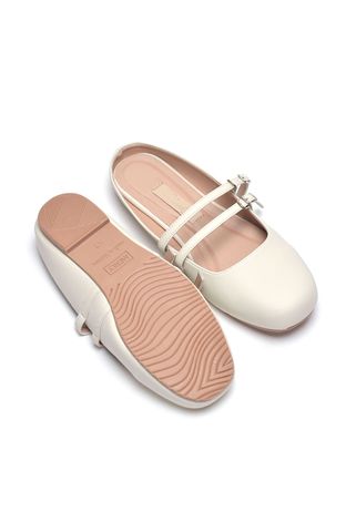 Giày Búp Bê Nữ Trắng Hạ Gót Êm Chân, Giày Sục Nữ Bệt Mũi Vuông Quai Ngang Da Cao Cấp Merly 1593 Trắng Ngà, Giày Đi Chơi, Dép Sục Nữ, Giày Tiểu Thư Lolita, Giày Bệt Nữ Big Size