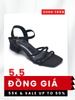 Giày Sandal Nữ Đế Vuông 3cm Dây Mảnh Merly 1594 Màu Đen Vải Sáng Da, Giày Công Sở Nữ, Sandal Dây Mảnh, Xăng Đan Big Size, Xăng Đan Cao Gót