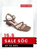 Giày Sandal Nữ Đế Vuông 3cm Dây Mảnh Merly 1594 Màu Nâu Vintage Vải Sáng Da, Giày Công Sở Nữ, Sandal Dây Mảnh, Xăng Đan Big Size, Xăng Đan Cao Gót
