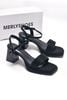 Sandal Đế Đúp Đen Đế Vuông 7cm Quai Ngang Cao Cấp Merly, Giày Cao Gót Đế Đúp, Giày Cao Gót Big Size