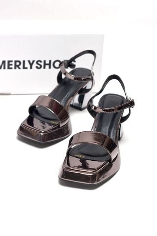Sandal Cao Gót Quai Ngang Đế Vuông 7cm Đúp Mũi Merly 1597 Chì Bóng, Giày Cao Gót Big Size, Giày Đi Tiệc, Giày Cưới, Xăng Đan Cao Gót Không Mỏi Chân, Giày Đế Đúp