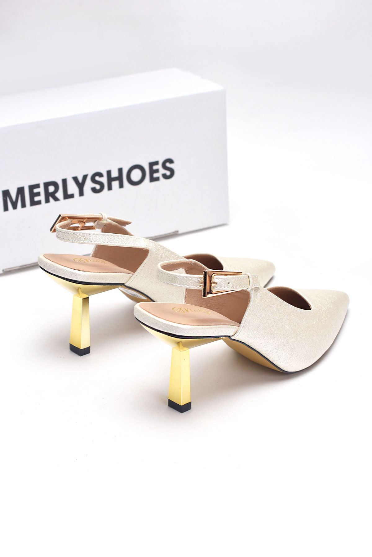 Giày Cao Gót 7cm Đi Tiệc Nhũ Đồng Sang Trọng Merly 1601, Giày Cao Gót Bigsize, Màu Metallic