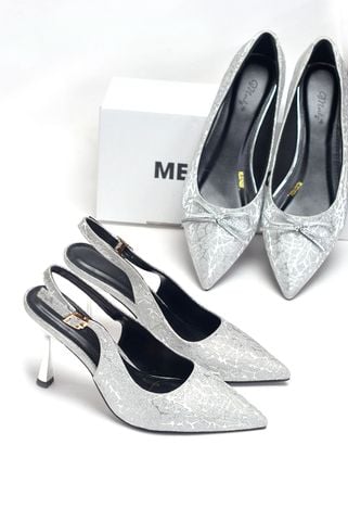 Giày Búp Bê Nơ Đi Tiệc Bạc Lấp Lánh Bigsize 35-43 Merly 1488 Bạc Kim Sa Nơ, Giày Mũi Nhọn, Giày Đi Tiệc, Giày Bệt Nữ, Giày Nữ Big Size TPHCM