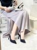 Giày Cao Gót Đi Tiệc Slingback Đen Kim Sa Bigsize