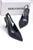 Giày Cao Gót Đen Kim Sa Đi Tiệc Blingbling Mũi Nhọn Sang Trọng Bigsize 35-43 Thương Hiệu Merly 1604 7cm, Giày Cao Gót Slingback, Giày Đi Dự Đám Cưới