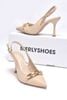 Giày Cao Gót Nude Mũi Nhọn Khóa Ngang Sang Trọng Slingback Bigsize 35-43 Merly 1604 Kem Khóa, Giày Công Sở Nữ Phong Cách Thanh Lịch