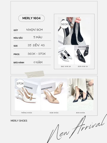 Giày Cao Gót Đen Kim Sa Đi Tiệc Blingbling Mũi Nhọn Sang Trọng Bigsize 35-43 Thương Hiệu Merly 1604 7cm, Giày Cao Gót Slingback, Giày Đi Dự Đám Cưới