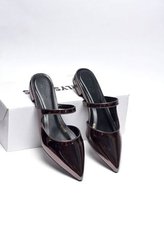 Giày Sục Bệt Mũi Nhọn 1cm Bigsize 35 tới 43 Merly 1605 Chì Tráng Gương Sáng Lấp Lánh, Giày Bệt Nữ, Giày Bít Mũi Hở Gót, Giày Mule