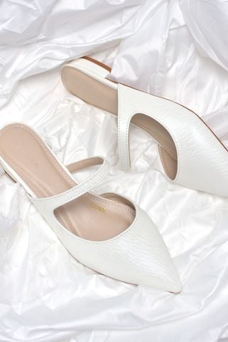 Giày Sục Trắng Mũi Nhọn Mềm Mại Da Cao Cấp Bigsize Merly 1605