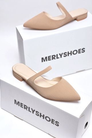 Giày Sục Bệt Màu Nâu Mũi Nhọn Gót 1.5cm Bigsize 35 tới 43 Merly 1605, Giày Bệt Nữ, Giày Bệt Mũi Nhọn, Giày Bít Mũi Hở Gót, Giày Mule