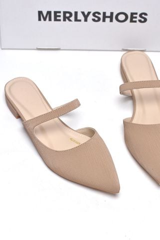 Giày Sục Bệt Màu Nâu Mũi Nhọn Gót 1.5cm Bigsize 35 tới 43 Merly 1605, Giày Bệt Nữ, Giày Bệt Mũi Nhọn, Giày Bít Mũi Hở Gót, Giày Mule
