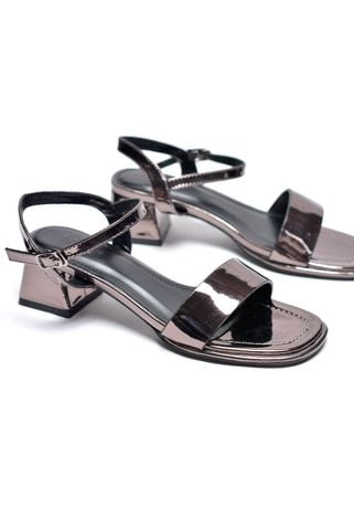 Giày Xăng Đan Quai Ngang Mũi Vuông Đế Thấp 3-4cm Merly 1606 Chì Metallic Bigsize 35-43, Giày Đi Với Áo Dài, Giày Tiệc, Dép Xăng Đan Nữ Cao Cấp, Sandal Cao Gót Đế Vuông, Sandal Nữ