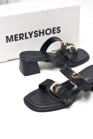 Guốc Nữ Đen Quai Ngang Gắn Khoá Đế Vuông Thấp 3cm Merly 1607 Đen Bigsize 35-43, Dép Cao Gót, Dép Sandals Nữ, Guốc Mặc Áo Dài, Guốc Đi Biển, Guốc Nữ Big Size