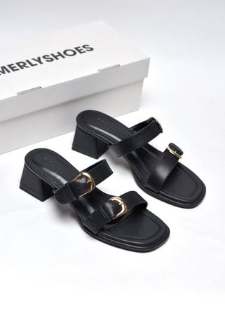 Guốc Nữ Đen Quai Ngang Gắn Khoá Đế Vuông Thấp 3cm Merly 1607 Đen Bigsize 35-43, Dép Cao Gót, Dép Sandals Nữ, Guốc Mặc Áo Dài, Guốc Đi Biển, Guốc Nữ Big Size